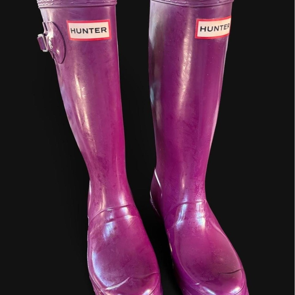 Hunter purple rain boots size US 4 Gloss Finish